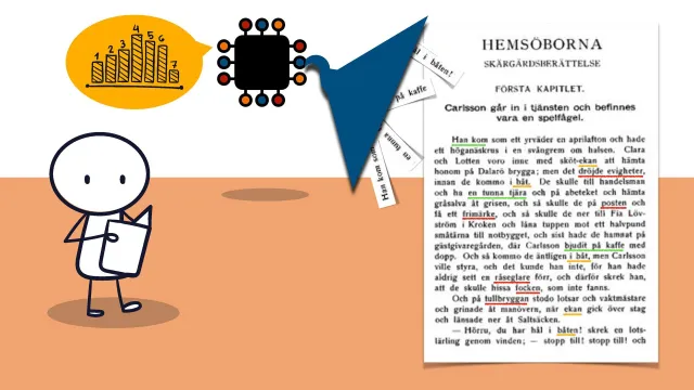 Hur en språkmodell gissar nästa ord: En AI läser Strindbergs Hemsöborna och räknar ut sannolikheten för vilket ord som brukar komma härnäst.