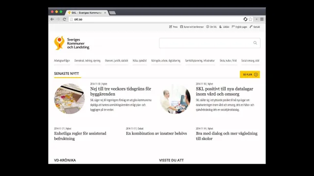 Längre ner på startsidan: Under den stora bilden: senaste nytt i två spalter med små bilder, och fler avsnitt längre ner.